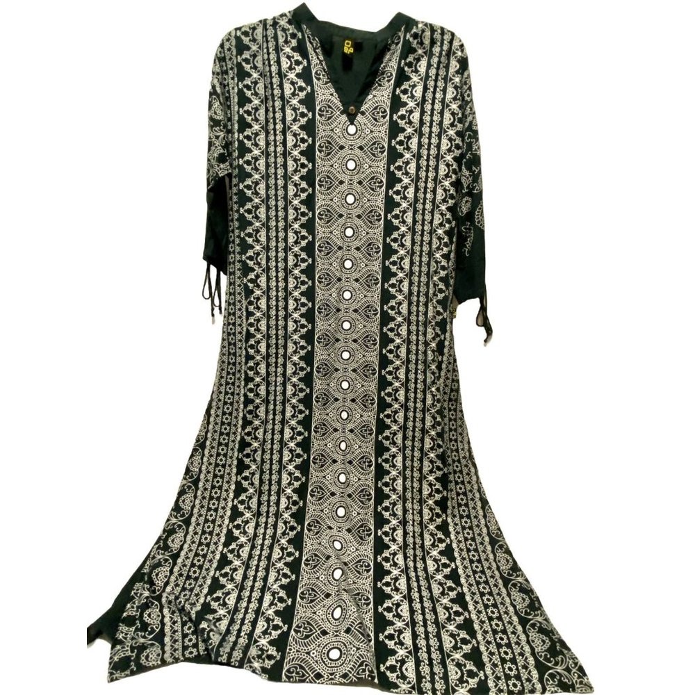 Indian Woman's Kurti Kurta top tunic 20” Armpit To Armpit 46” Long Navy Blue